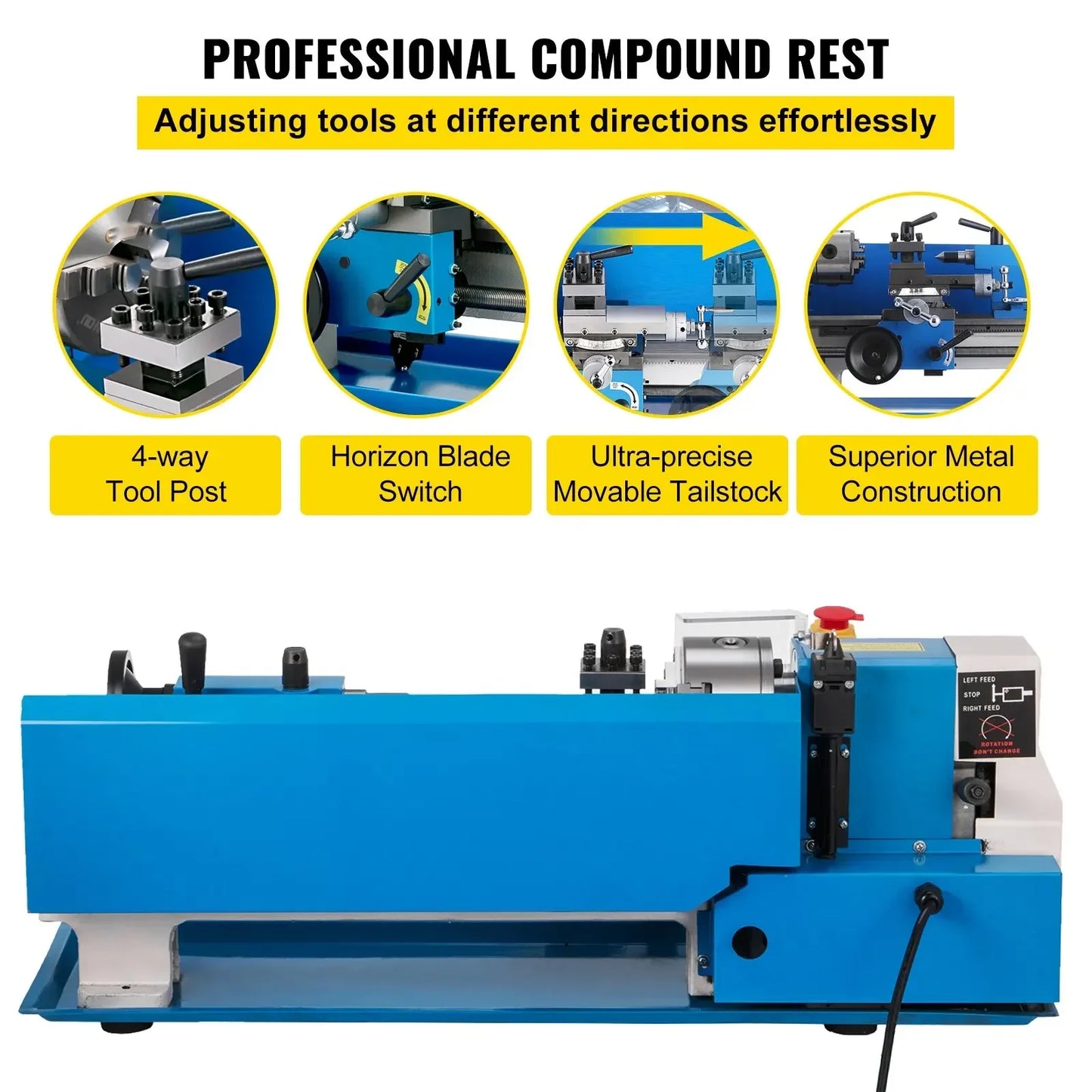 Mini Torno metal profesional 550W - Alta Precisión