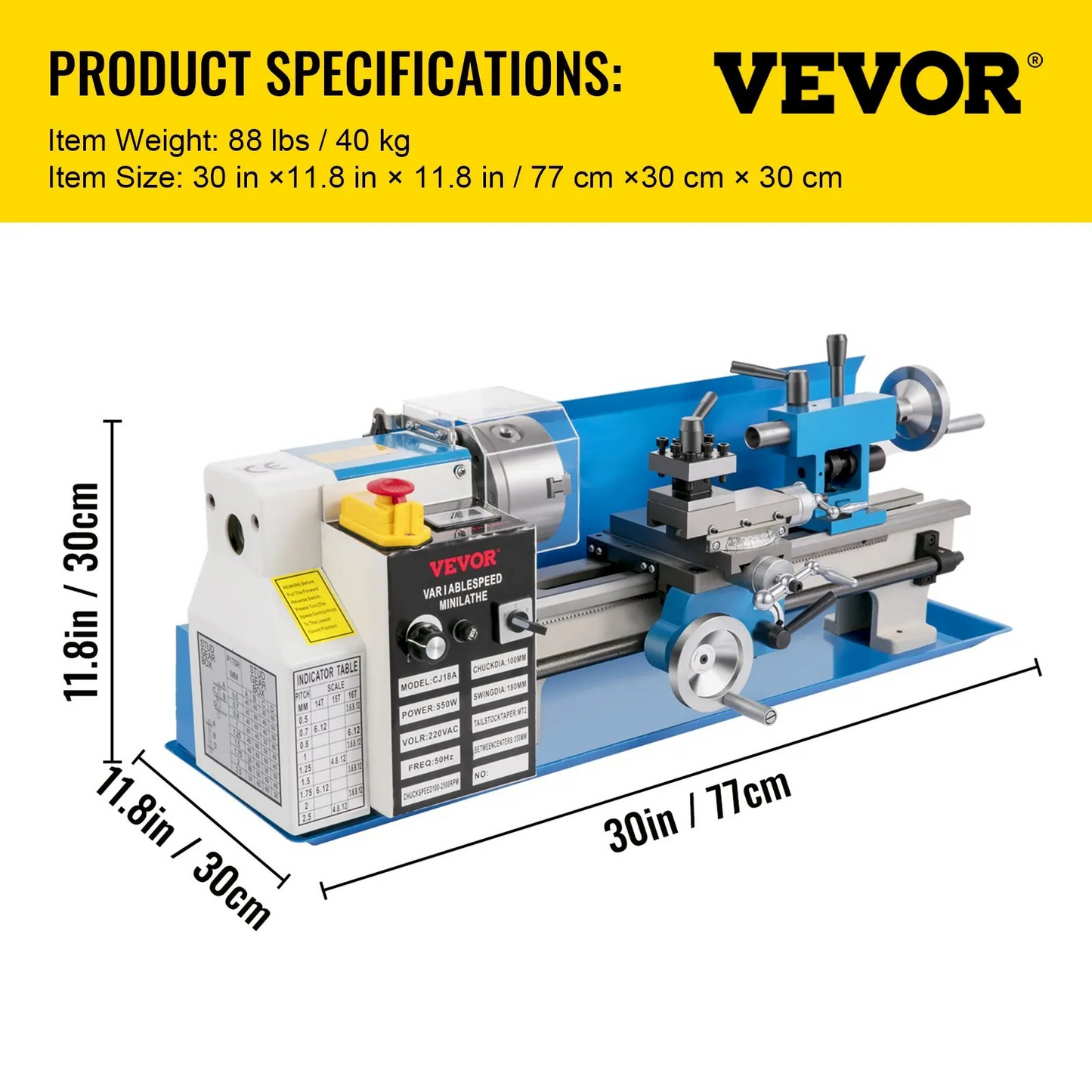Mini Torno metal profesional 550W - Alta Precisión