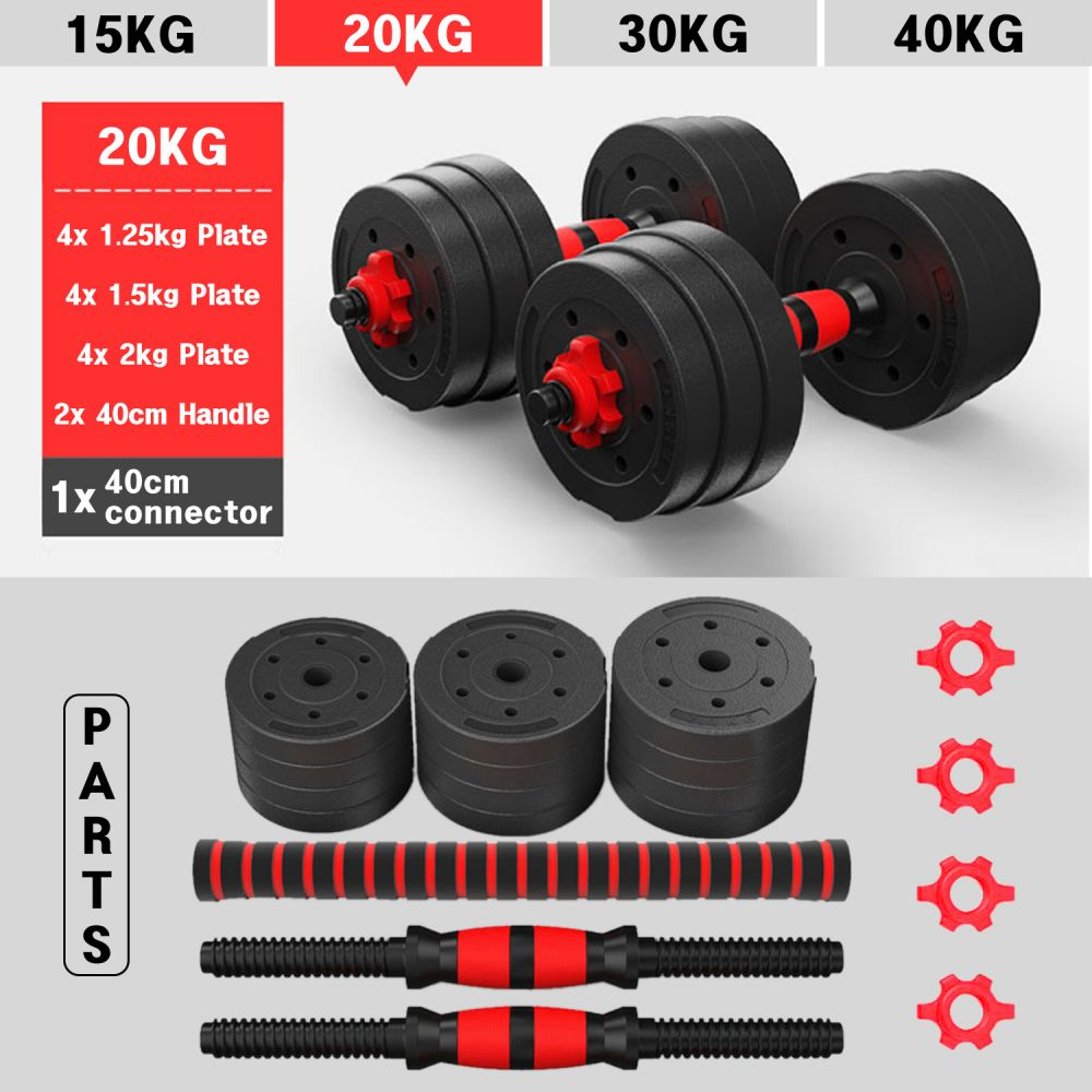 Mancuernas + Barra para entrenamiento en casa