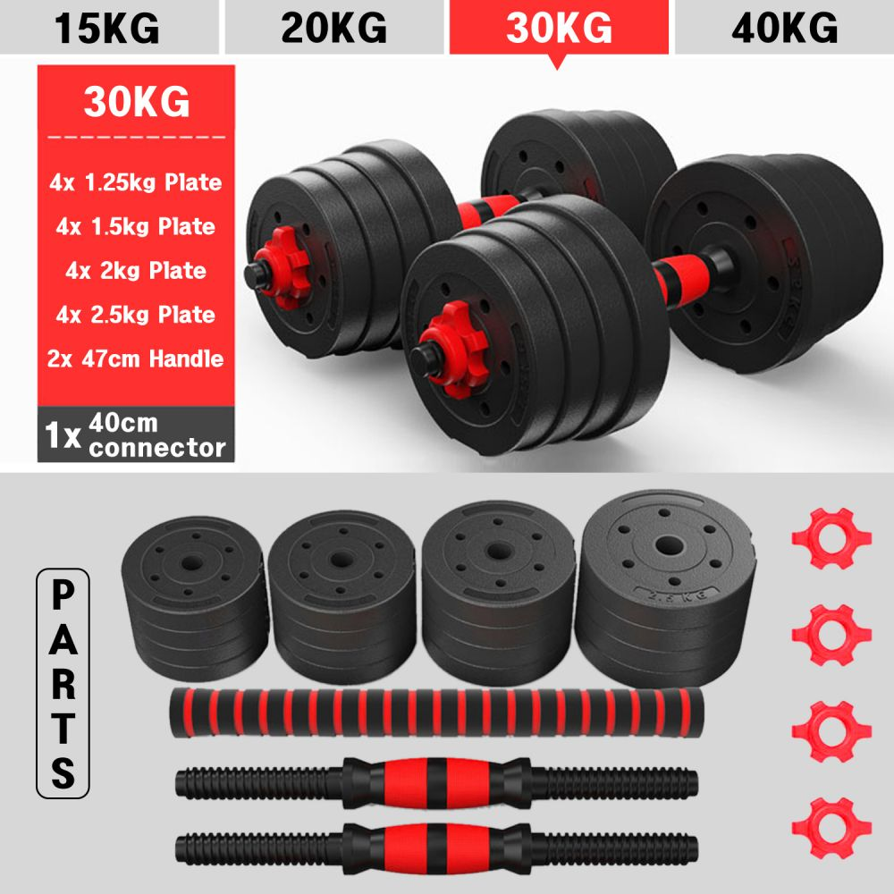Mancuernas + Barra para entrenamiento en casa