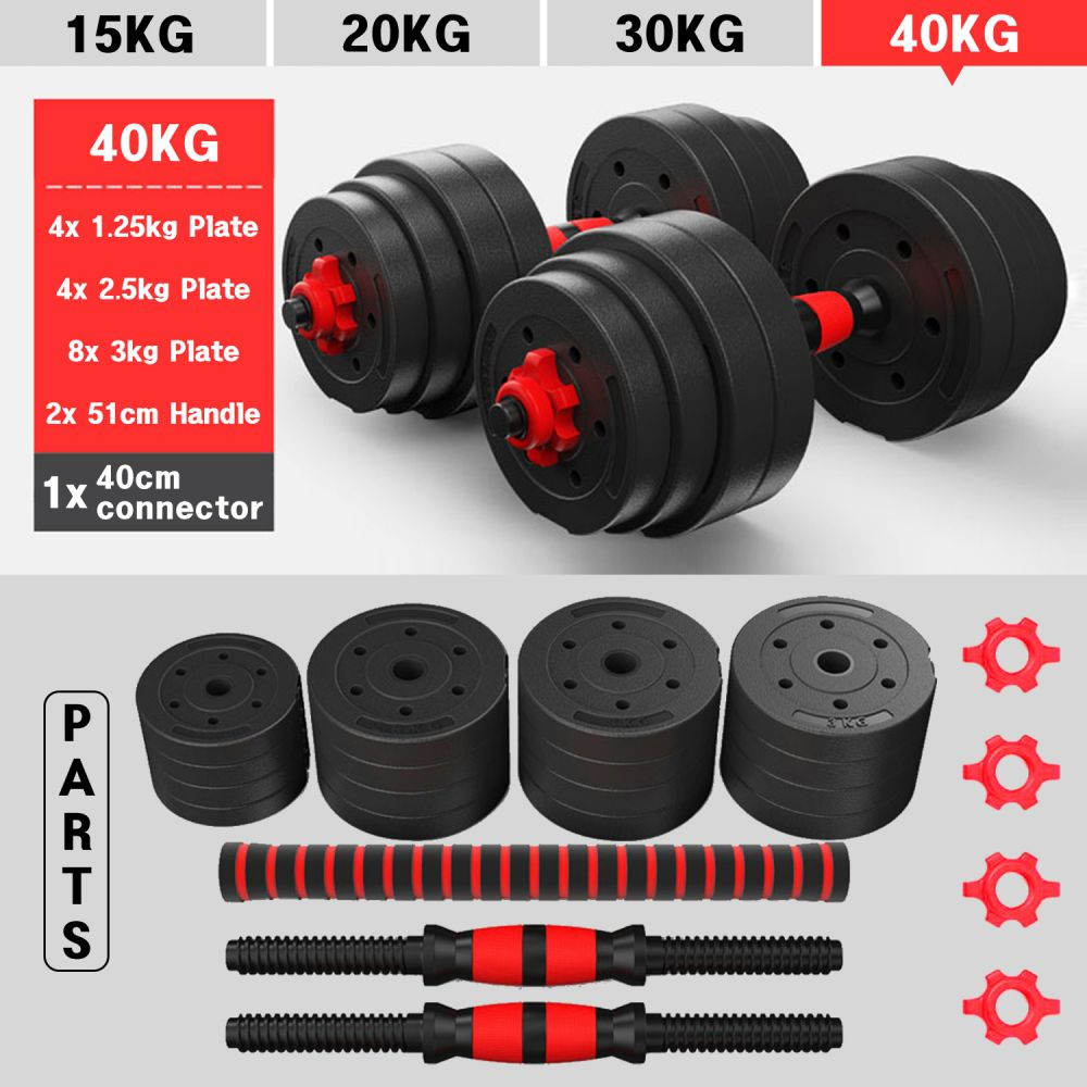 Mancuernas + Barra para entrenamiento en casa