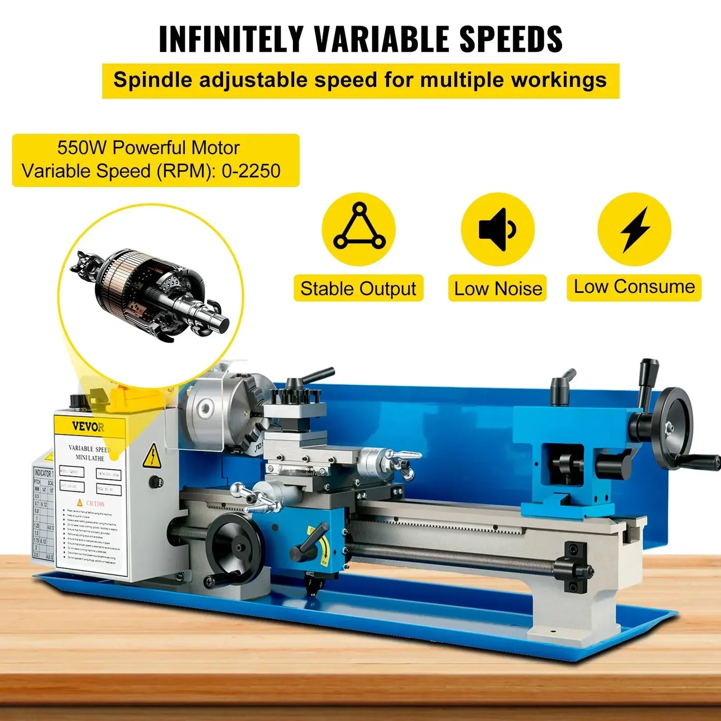 Mini Torno metal profesional 550W - Alta Precisión
